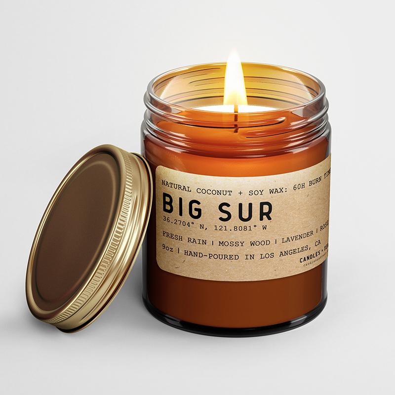 California Coastline Candle Bundle: Big Sur & Pacific Ocean (2-set Natural Wax Candles)